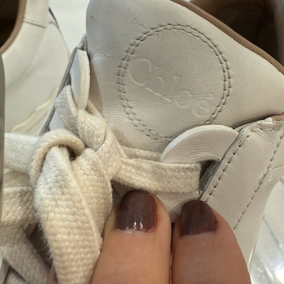 Chloe Lauren White Leather Scalloped Lace Up Sneakers Size 39 Women’s US 9 Shoes - Picture 7 of 11
